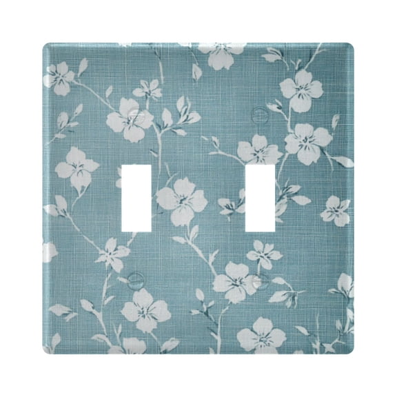 Switch Panel 4.48x4.56In Switch Plate Wall Panel Living Room Kitchen Bedroom Study Switch Panel Stylish Decoration Blue Cloth Pattern