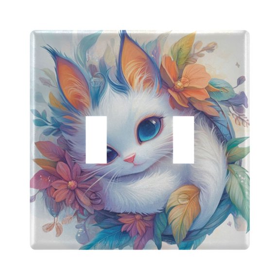 Switch Panel 4.48x4.56In Switch Plate Wall Panel Living Room Kitchen Bedroom Study Switch Panel Stylish Decoration Blue Eared Rabbit