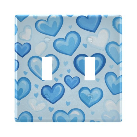 Switch Panel 4.48x4.56In Switch Plate Wall Panel Living Room Kitchen Bedroom Study Switch Panel Stylish Decoration Blue Heart1