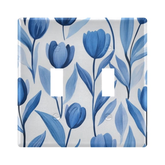 Switch Panel 4.48x4.56In Switch Plate Wall Panel Living Room Kitchen Bedroom Study Switch Panel Stylish Decoration Blue Tulip2
