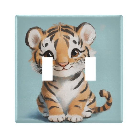 Switch Panel 4.48x4.56In Switch Plate Wall Panel Living Room Kitchen Bedroom Study Switch Panel Stylish Decoration Cute Smiling Cartoon Tiger
