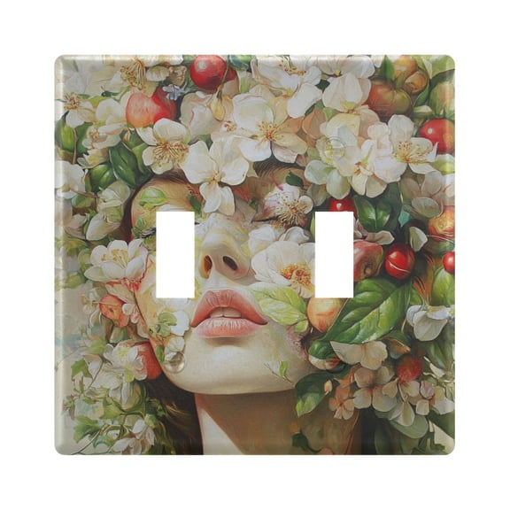 Switch Panel 4.48x4.56In Switch Plate Wall Panel Living Room Kitchen Bedroom Study Switch Panel Stylish Decoration Floral Beauty