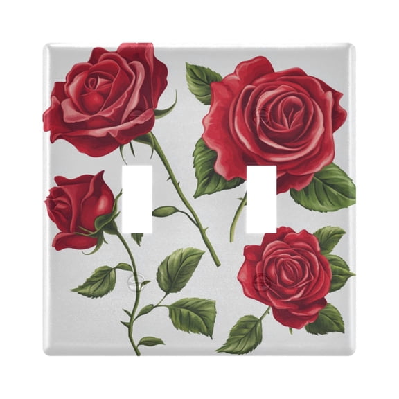 Switch Panel 4.48x4.56In Switch Plate Wall Panel Living Room Kitchen Bedroom Study Switch Panel Stylish Decoration Four Roses