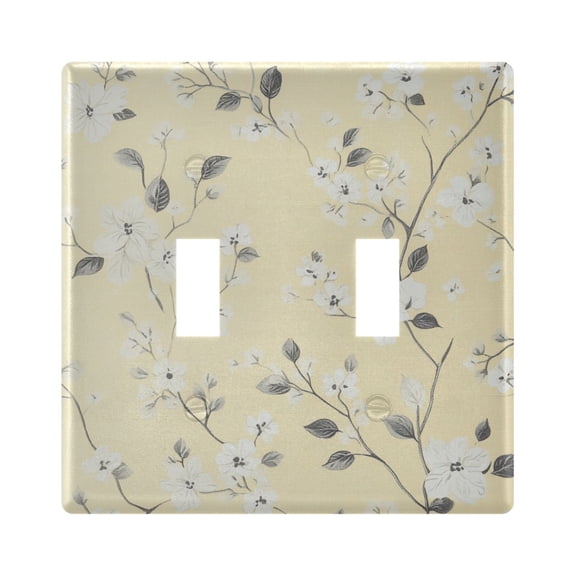 Switch Panel 4.48x4.56In Switch Plate Wall Panel Living Room Kitchen Bedroom Study Switch Panel Stylish Decoration Light Yellow Cloth Flowers