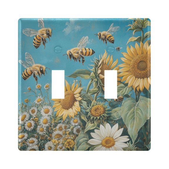 Switch Panel 4.48x4.56In Switch Plate Wall Panel Living Room Kitchen Bedroom Study Switch Panel Stylish Decoration Lovely Bees