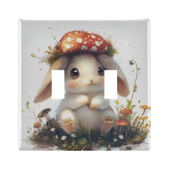 Switch Panel 4.48x4.56In Switch Plate Wall Panel Living Room Kitchen Bedroom Study Switch Panel Stylish Decoration Mushroom Rabbit Cartoon