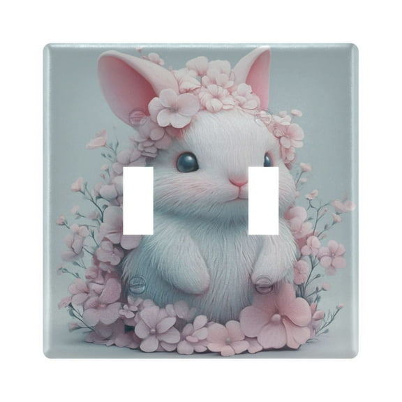 Switch Panel 4.48x4.56In Switch Plate Wall Panel Living Room Kitchen Bedroom Study Switch Panel Stylish Decoration Pink Rabbit