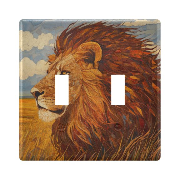 Switch Panel 4.48x4.56In Switch Plate Wall Panel Living Room Kitchen Bedroom Study Switch Panel Stylish Decoration Prairie Lion