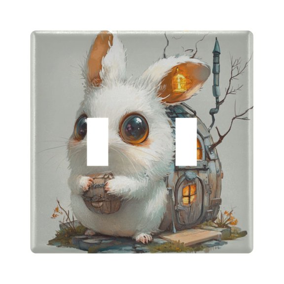 Switch Panel 4.48x4.56In Switch Plate Wall Panel Living Room Kitchen Bedroom Study Switch Panel Stylish Decoration Rabbit House