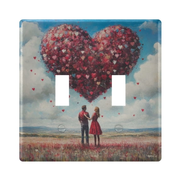 Switch Panel 4.48x4.56In Switch Plate Wall Panel Living Room Kitchen Bedroom Study Switch Panel Stylish Decoration Valentine's Day Couple
