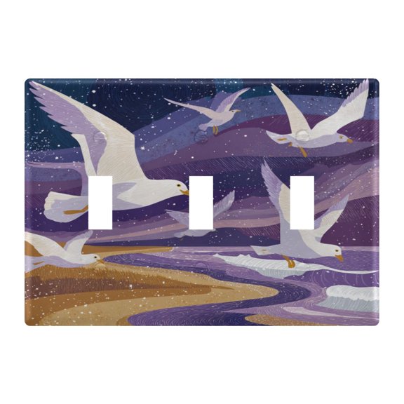 Switch Panel 4.48x6.37In Switch Plate Wall Panel Living Room Kitchen Bedroom Study Switch Panel Stylish Decoration Beautiful Seagulls