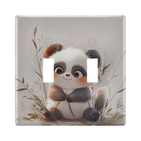 Switch Panel 4.48x6.37In Switch Plate Wall Panel Living Room Kitchen Bedroom Study Switch Panel Stylish Decoration Beautiful Smiling Panda