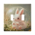 thumbnail image 1 of Switch Panel 4.48x6.37In Switch Plate Wall Panel Living Room Kitchen Bedroom Study Switch Panel Stylish Decoration Cartoon Beautiful Pink Rabbit, 1 of 8