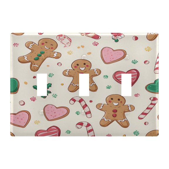 Switch Panel 4.48x6.37In Switch Plate Wall Panel Living Room Kitchen Bedroom Study Switch Panel Stylish Decoration Cartoon Christmas Gingerbread Man