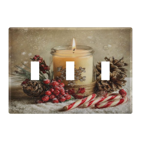 Switch Panel 4.48x6.37In Switch Plate Wall Panel Living Room Kitchen Bedroom Study Switch Panel Stylish Decoration Christmas Candle