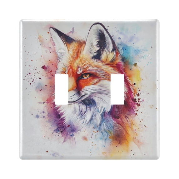 Switch Panel 4.48x6.37In Switch Plate Wall Panel Living Room Kitchen Bedroom Study Switch Panel Stylish Decoration Color Watercolor Cartoon Fox