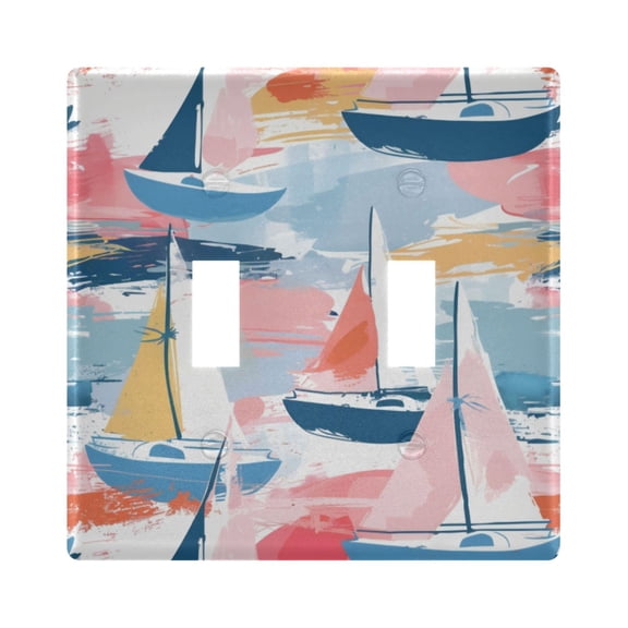 Switch Panel 4.48x6.37In Switch Plate Wall Panel Living Room Kitchen Bedroom Study Switch Panel Stylish Decoration Pink Sailboat