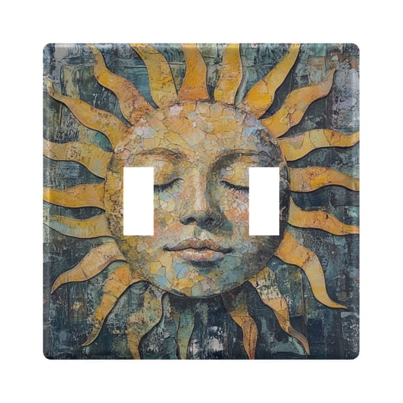Switch Panel 4.48x6.37In Switch Plate Wall Panel Living Room Kitchen Bedroom Study Switch Panel Stylish Decoration Pretty Closed Eyes Sun
