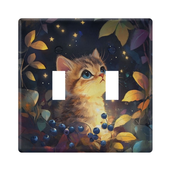 Switch Panel 4.48x6.37In Switch Plate Wall Panel Living Room Kitchen Bedroom Study Switch Panel Stylish Decoration Yellow Cute Cat