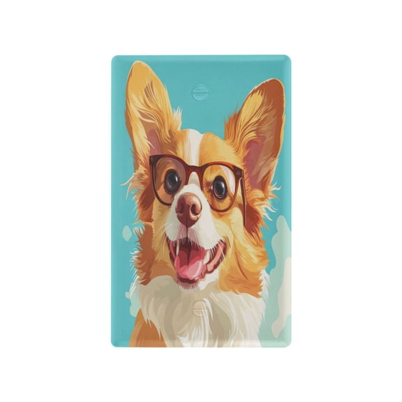 Switch Panel Switch Decoration 2.76x4.53x0.28 Inches Toggle Switch Switch Plate Wall Plates Living Room Kitchen Bedroom Study Switches Dog with Glasses