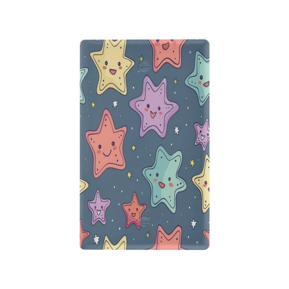 Switch Panel Switch Decoration 2.76x4.53x0.28 Inches Unused Outlet Cover Switch Plate Wall Plates Living Room Kitchen Bedroom Study Switches Colorful Cartoon Stars