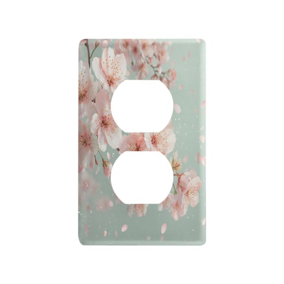 Switch Panel Switch Decoration 2.76x4.53x0.28 Inches Duplex Outlets Switch Plate Wall Plates Living Room Kitchen Bedroom Study Switches Beautiful Cherry Blossoms