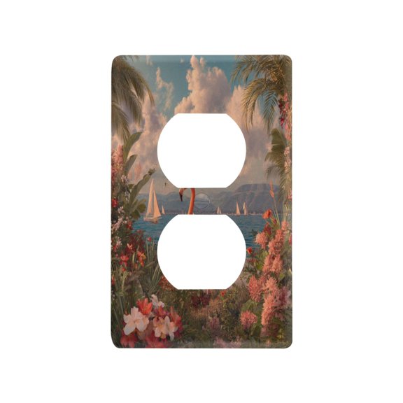 Switch Panel Switch Decoration 2.76x4.53x0.28 Inches Duplex Outlets Switch Plate Wall Plates Living Room Kitchen Bedroom Study Switches Beautiful Flamingo Standing