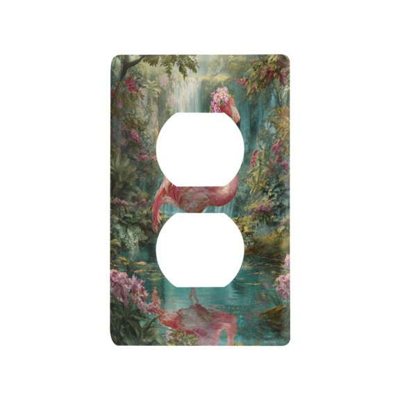 Switch Panel Switch Decoration 2.76x4.53x0.28 Inches Duplex Outlets Switch Plate Wall Plates Living Room Kitchen Bedroom Study Switches Beautiful Pink Flamingo