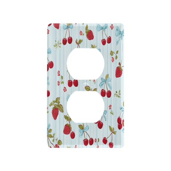 Switch Panel Switch Decoration 2.76x4.53x0.28 Inches Duplex Outlets Switch Plate Wall Plates Living Room Kitchen Bedroom Study Switches Cherry Strawberry Pattern