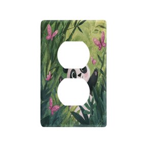 Switch Panel Switch Decoration 2.76x4.53x0.28 Inches Duplex Outlets Switch Plate Wall Plates Living Room Kitchen Bedroom Study Switches Cute Panda Playing