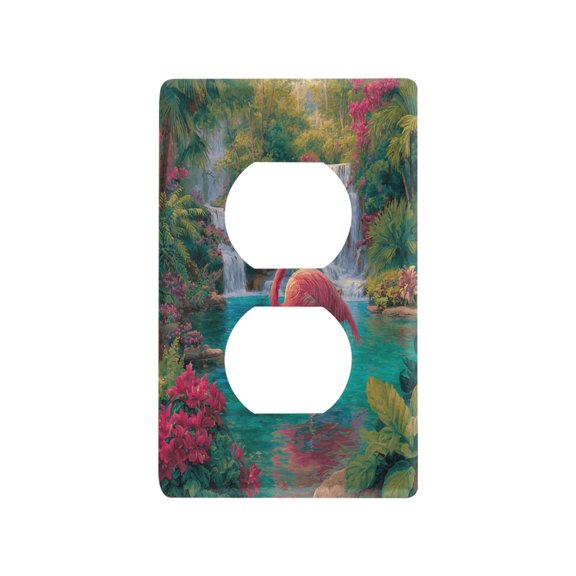 Switch Panel Switch Decoration 2.76x4.53x0.28 Inches Duplex Outlets Switch Plate Wall Plates Living Room Kitchen Bedroom Study Switches Flamingo