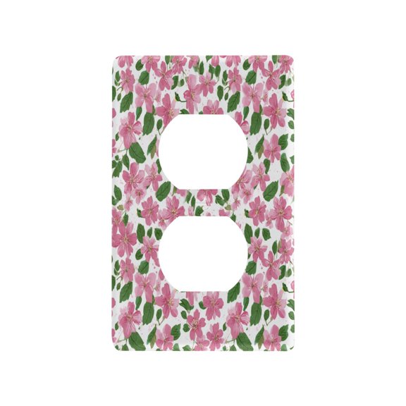 Switch Panel Switch Decoration 2.76x4.53x0.28 Inches Duplex Outlets Switch Plate Wall Plates Living Room Kitchen Bedroom Study Switches Pink Cherry Blossom Pattern