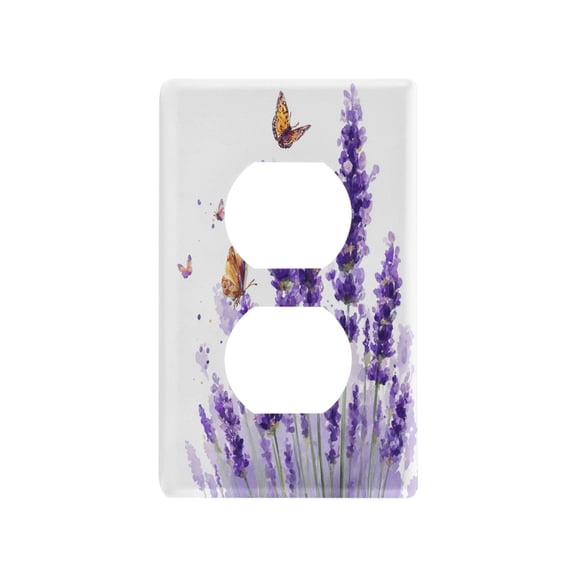 Switch Panel Switch Decoration 2.76x4.53x0.28 Inches Duplex Outlets Switch Plate Wall Plates Living Room Kitchen Bedroom Study Switches Purple Lavender Butterfly