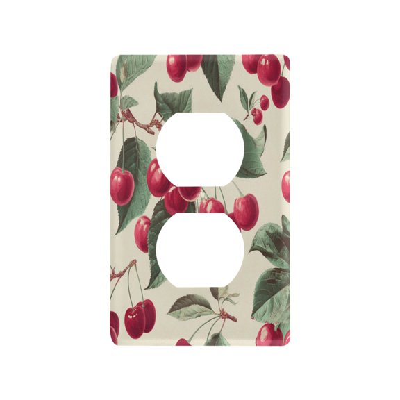 Switch Panel Switch Decoration 2.76x4.53x0.28 Inches Duplex Outlets Switch Plate Wall Plates Living Room Kitchen Bedroom Study Switches Red Cherry Seamless