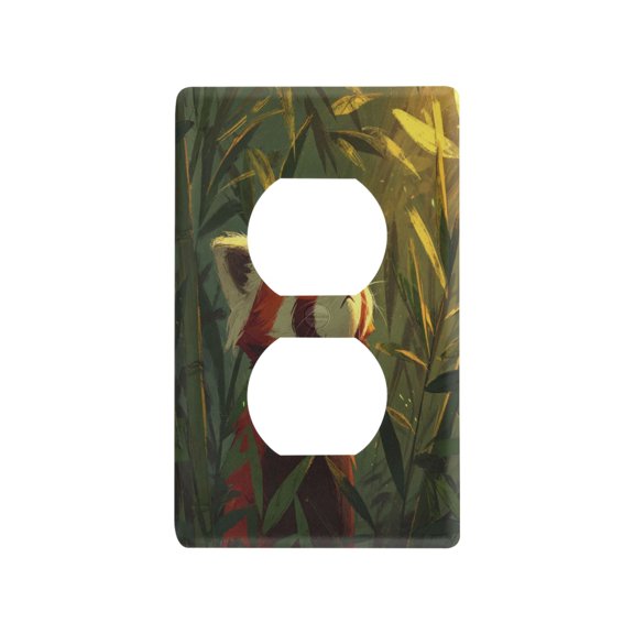 Switch Panel Switch Decoration 2.76x4.53x0.28 Inches Duplex Outlets Switch Plate Wall Plates Living Room Kitchen Bedroom Study Switches Red Panda in Bamboo