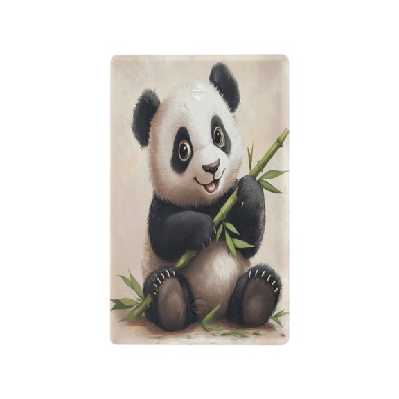 Switch Panel Switch Decoration 2.76x4.53x0.28 Inches Duplex Outlets Switch Plate Wall Plates Living Room Kitchen Bedroom Study Switches Smiling Panda