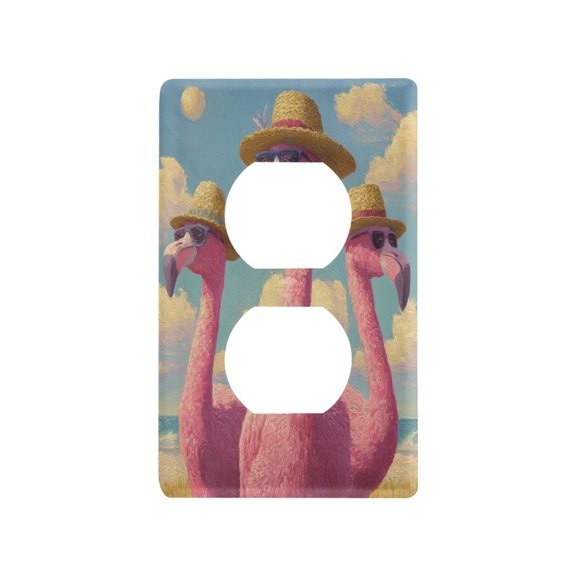 Switch Panel Switch Decoration 2.76x4.53x0.28 Inches Duplex Outlets Switch Plate Wall Plates Living Room Kitchen Bedroom Study Switches Sunglasses Flamingo