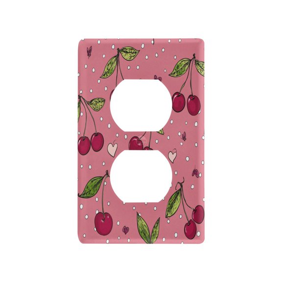 Switch Panel Switch Decoration 2.76x4.53x0.28 Inches Duplex Outlets Switch Plate Wall Plates Living Room Kitchen Bedroom Study Switches Sweet Cherry Chart Pattern
