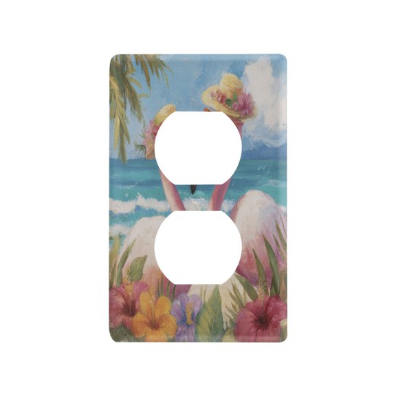 Switch Panel Switch Decoration 2.76x4.53x0.28 Inches Duplex Outlets Switch Plate Wall Plates Living Room Kitchen Bedroom Study Switches Tropical Flamingo Beach Scene