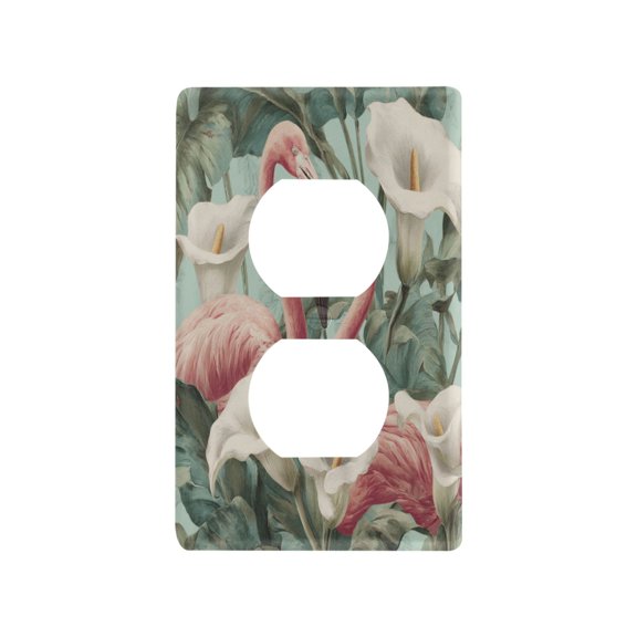 Switch Panel Switch Decoration 2.76x4.53x0.28 Inches Duplex Outlets Switch Plate Wall Plates Living Room Kitchen Bedroom Study Switches Two Flamingos