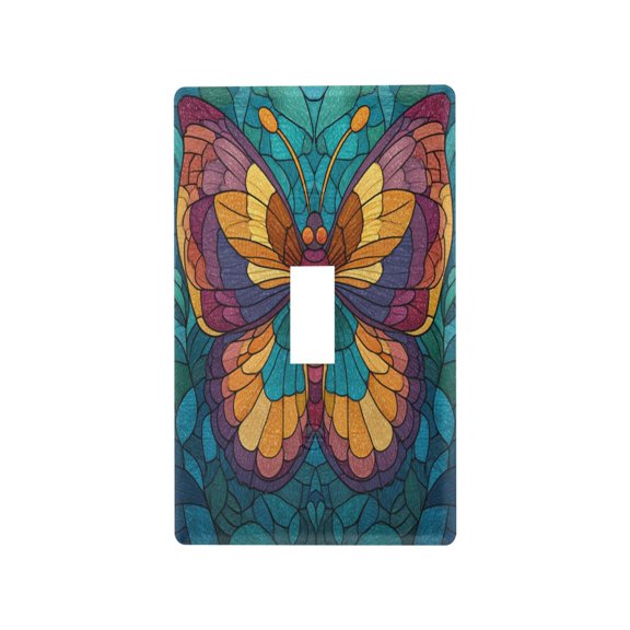 Switch Panel Switch Decoration 2.76x4.53x0.28 Inches Toggle Switch Switch Plate Wall Plates Living Room Kitchen Bedroom Study Switches Stained Glass Butterfly