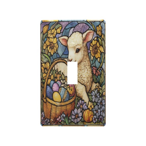 Switch Panel Switch Decoration 2.76x4.53x0.28 Inches Toggle Switch Switch Plate Wall Plates Living Room Kitchen Bedroom Study Switches Stained Glass Lamb