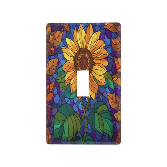 Switch Panel Switch Decoration 2.76x4.53x0.28 Inches Toggle Switch Switch Plate Wall Plates Living Room Kitchen Bedroom Study Switches Stained Glass Sunflower