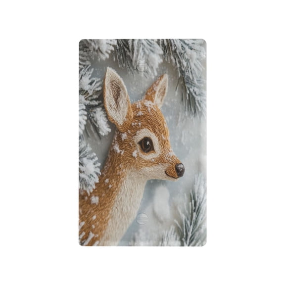Switch Panel Switch Decoration 2.76x4.53x0.28 Inches Unused Outlet Cover Switch Plate Wall Plates Living Room Kitchen Bedroom Study Switches Christmas Snowflakes and Deer
