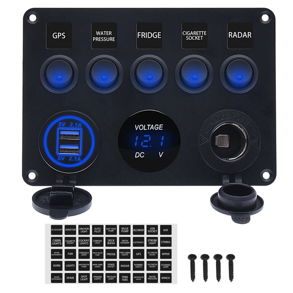 Switch Panel With Dual USB Port 12V Digital Voltmeter Control Switches For Marine Car Boat Caravan Camper RV Accessories