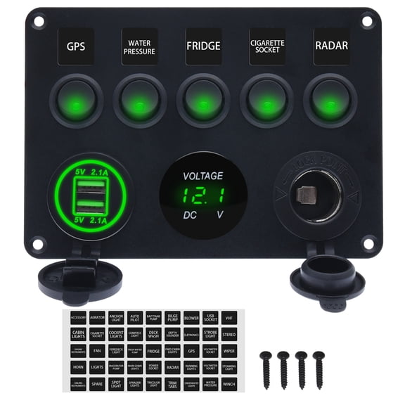 Switch Panel With Dual USB Port 12V Digital Voltmeter Control Switches For Marine Car Boat Caravan Camper RV Accessories