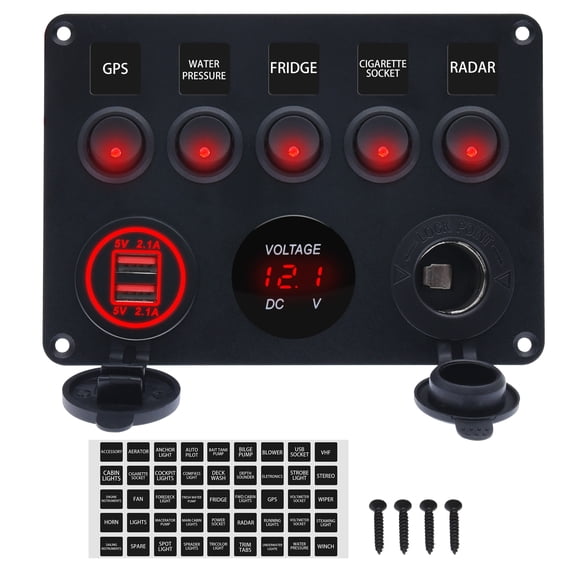 Switch Panel With Dual USB Port 12V Digital Voltmeter Control Switches For Marine Car Boat Caravan Camper RV Accessories