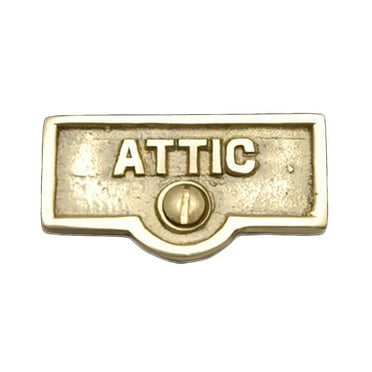 Switch Plate Tags ATTIC Name Signs Labels Lacquered Brass Traditional Engraved Wall Light Switch Cover Labels | Renovators Supply