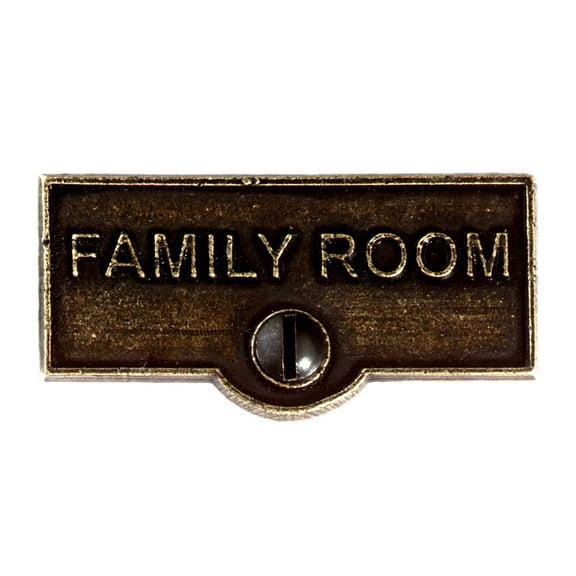 Switch Plate Tags 'Family Room' Name Signs Labels Cast Brass Traditional Engraved Wall Light Switch Cover Labels 1.69" Renovators Supply