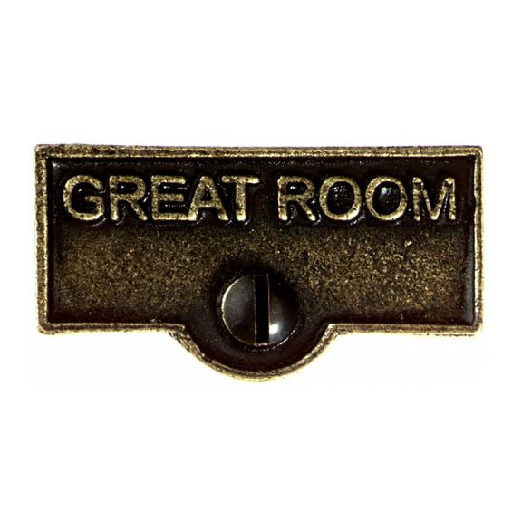 Switch Plate Tags Great Room Name Signs Labels Cast Brass| Renovators Supply